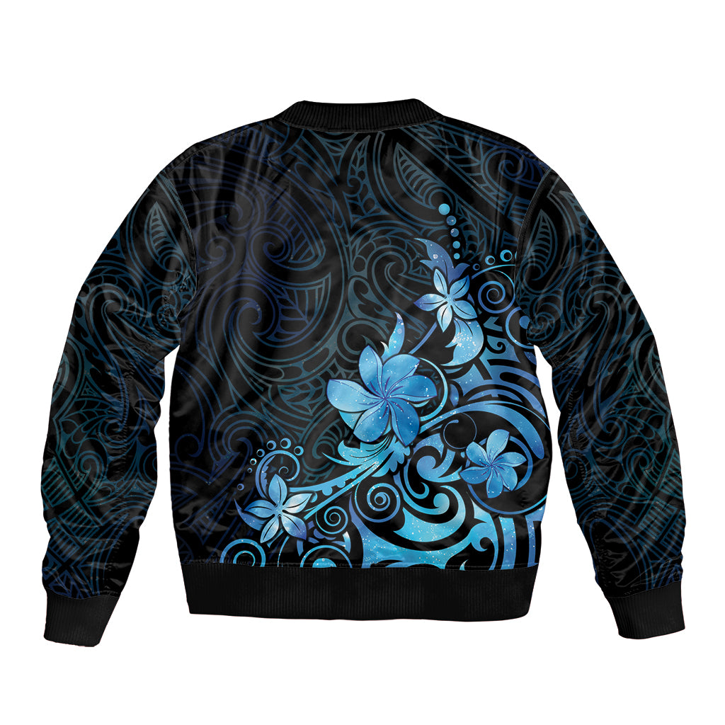 Matariki New Zealand Sleeve Zip Bomber Jacket Maori Pattern Blue Galaxy