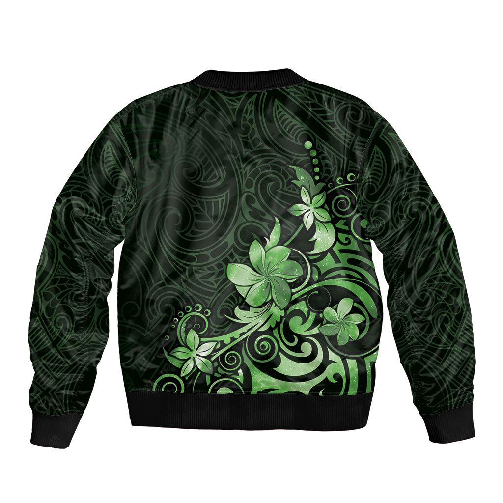 Matariki New Zealand Bomber Jacket Maori Pattern Green Galaxy