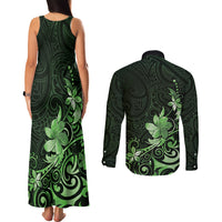 Matariki New Zealand Couples Matching Tank Maxi Dress and Long Sleeve Button Shirt Maori Pattern Green Galaxy LT05 - Polynesian Pride