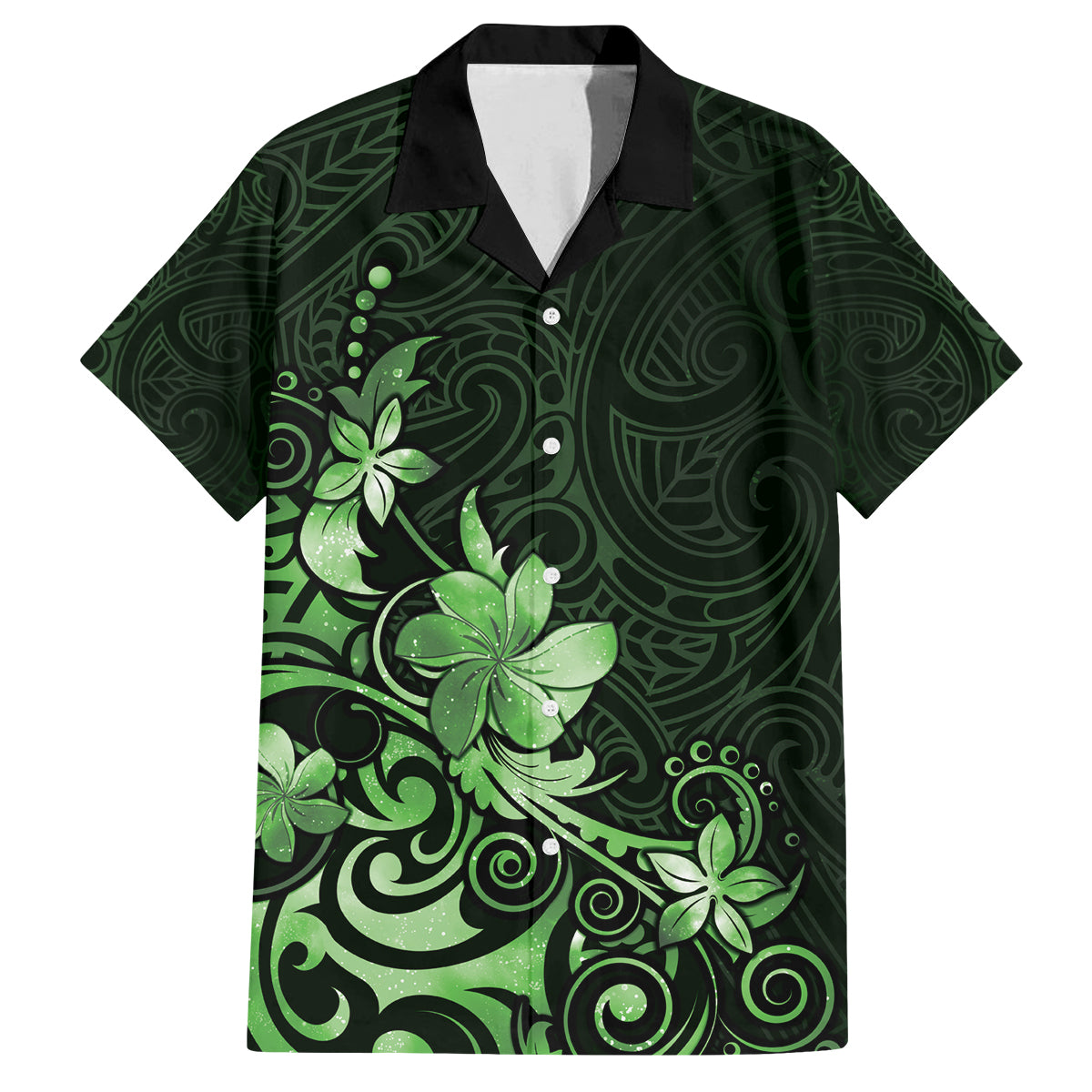 Matariki New Zealand Family Matching Long Sleeve Bodycon Dress and Hawaiian Shirt Maori Pattern Green Galaxy LT05 Dad's Shirt - Short Sleeve Green - Polynesian Pride