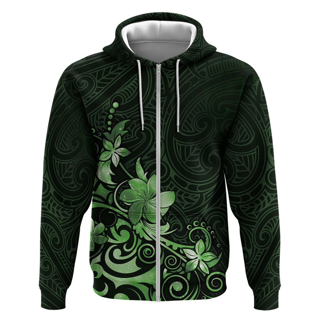 Matariki New Zealand Hoodie Maori Pattern Green Galaxy