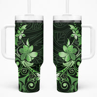 Matariki New Zealand Tumbler With Handle Maori Pattern Green Galaxy