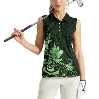 Matariki New Zealand Women Sleeveless Polo Shirt Maori Pattern Green Galaxy