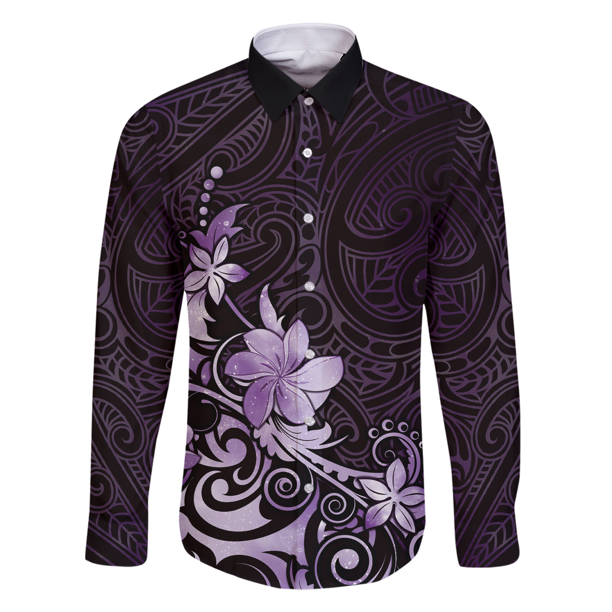 Matariki New Zealand Family Matching Long Sleeve Bodycon Dress and Hawaiian Shirt Maori Pattern Purple Galaxy LT05 Dad's Shirt - Long Sleeve Purple - Polynesian Pride