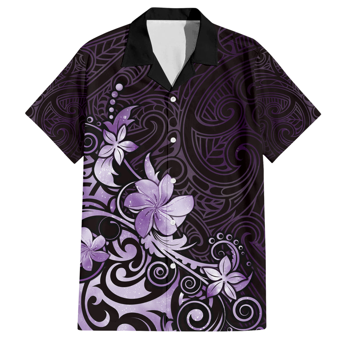 Matariki New Zealand Family Matching Short Sleeve Bodycon Dress and Hawaiian Shirt Maori Pattern Purple Galaxy LT05 Dad's Shirt - Short Sleeve Purple - Polynesian Pride