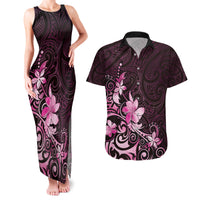 Matariki New Zealand Couples Matching Tank Maxi Dress and Hawaiian Shirt Maori Pattern Pink Galaxy LT05 Pink - Polynesian Pride