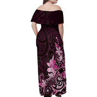 Matariki New Zealand Family Matching Off Shoulder Maxi Dress and Hawaiian Shirt Maori Pattern Pink Galaxy LT05 - Polynesian Pride