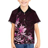 Matariki New Zealand Family Matching Summer Maxi Dress and Hawaiian Shirt Maori Pattern Pink Galaxy LT05 Son's Shirt Pink - Polynesian Pride