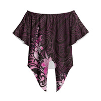 Matariki New Zealand Off Shoulder Wrap Waist Top Maori Pattern Pink Galaxy LT05 Pink - Polynesian Pride