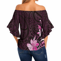 Matariki New Zealand Off Shoulder Wrap Waist Top Maori Pattern Pink Galaxy LT05 - Polynesian Pride