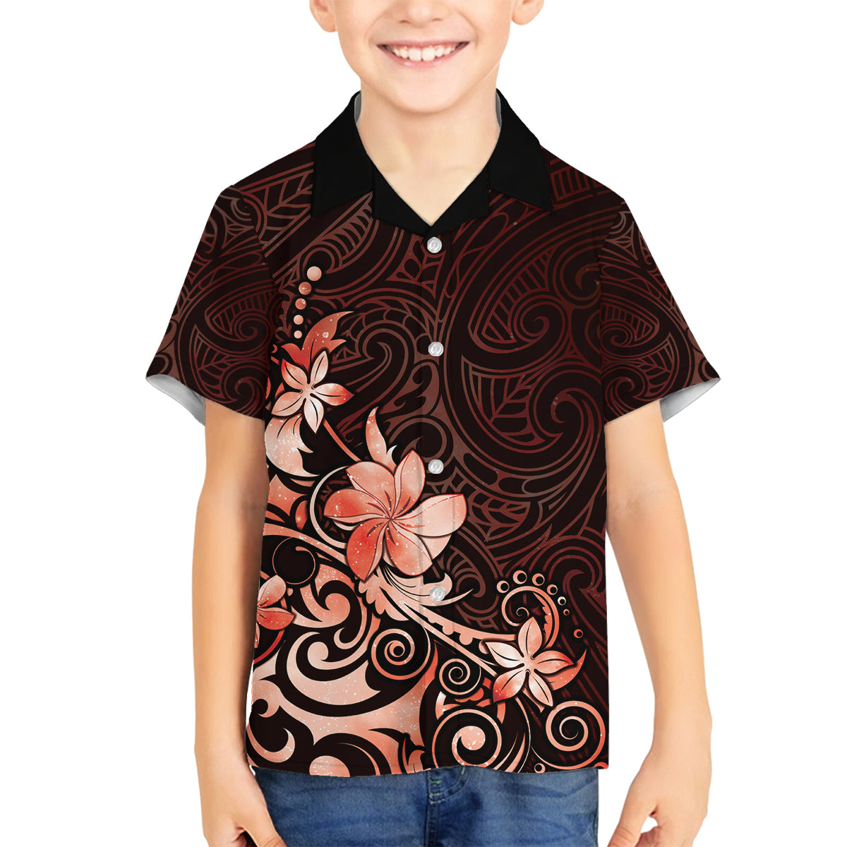 Matariki New Zealand Family Matching Off Shoulder Maxi Dress and Hawaiian Shirt Maori Pattern Red Galaxy LT05 Son's Shirt Red - Polynesian Pride