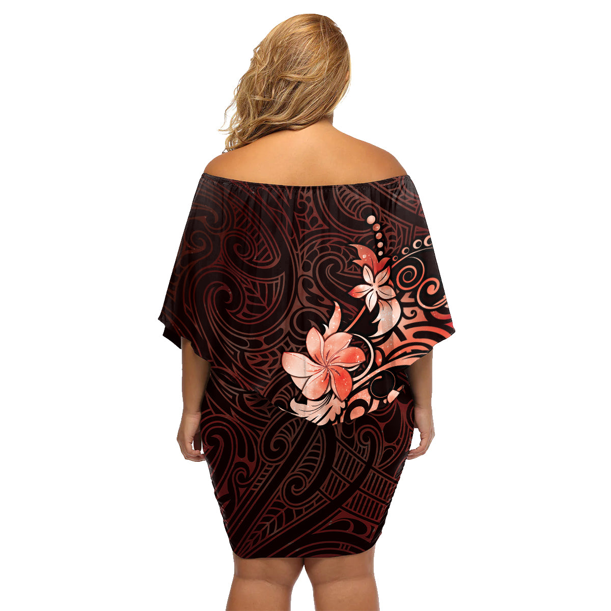 Matariki New Zealand Family Matching Off Shoulder Short Dress and Hawaiian Shirt Maori Pattern Red Galaxy LT05 - Polynesian Pride