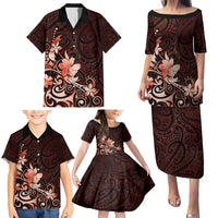 Matariki New Zealand Family Matching Puletasi and Hawaiian Shirt Maori Pattern Red Galaxy LT05 - Polynesian Pride