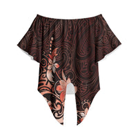 Matariki New Zealand Off Shoulder Wrap Waist Top Maori Pattern Red Galaxy LT05 Red - Polynesian Pride