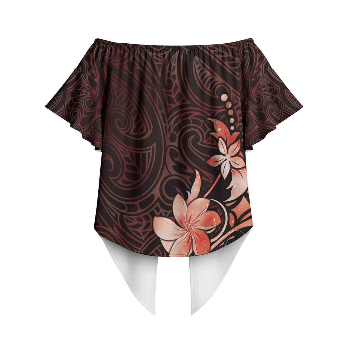 Matariki New Zealand Off Shoulder Wrap Waist Top Maori Pattern Red Galaxy LT05 - Polynesian Pride