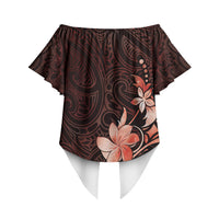Matariki New Zealand Off Shoulder Wrap Waist Top Maori Pattern Red Galaxy LT05 - Polynesian Pride