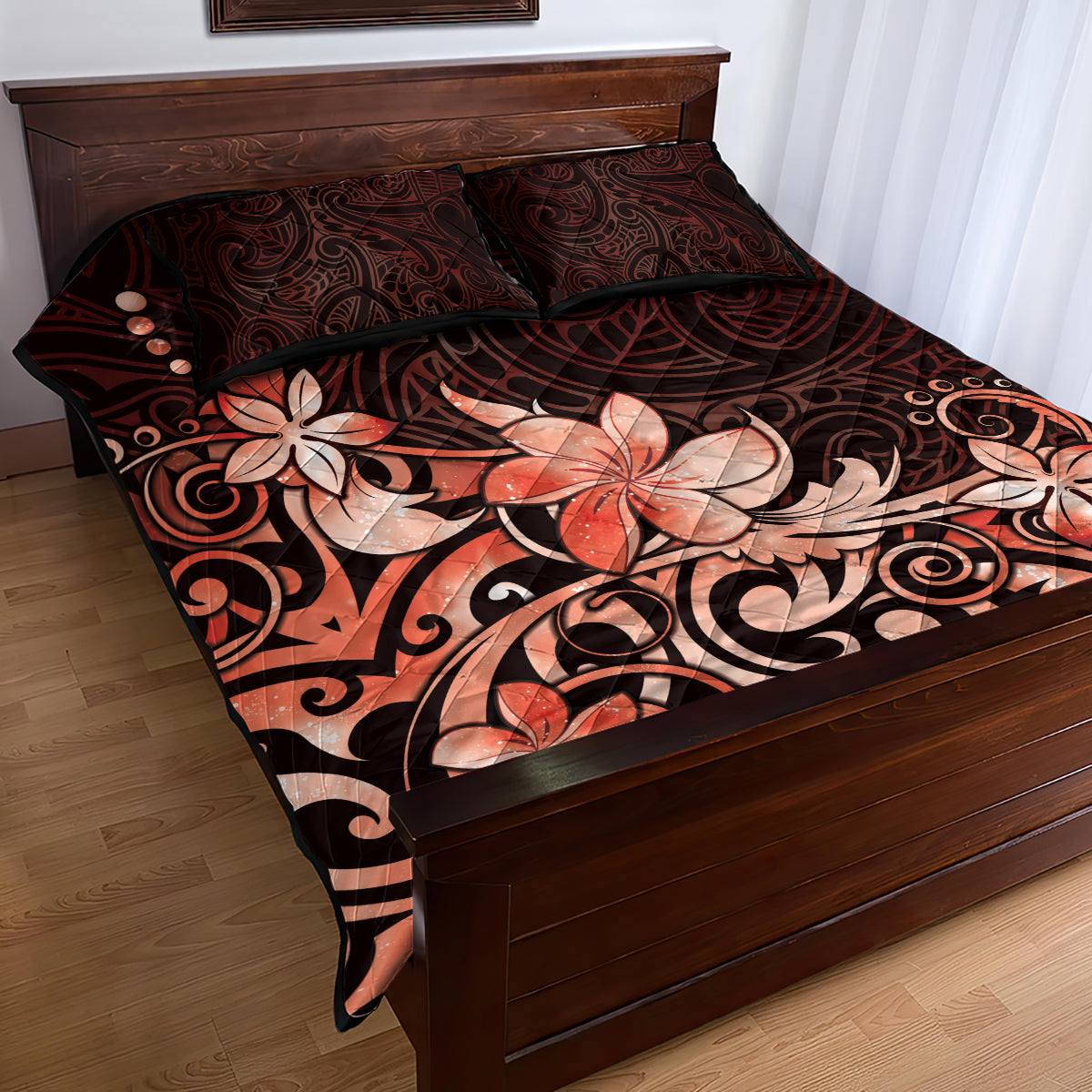 Matariki New Zealand Quilt Bed Set Maori Pattern Red Galaxy
