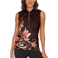Matariki New Zealand Women Sleeveless Polo Shirt Maori Pattern Red Galaxy