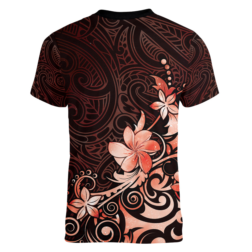 Matariki New Zealand Women V-Neck T-Shirt Maori Pattern Red Galaxy