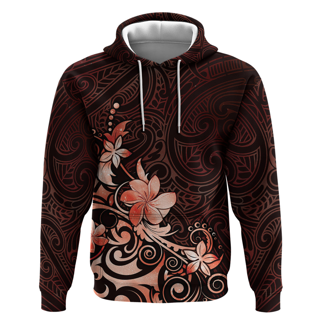 Matariki New Zealand Zip Hoodie Maori Pattern Red Galaxy