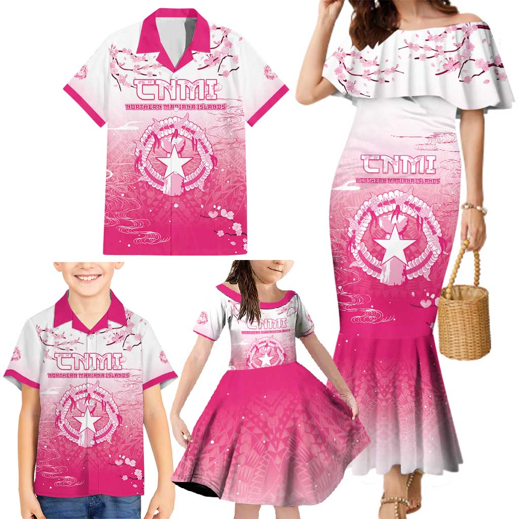 Personalized Sakura Marianas Family Matching Mermaid Dress and Hawaiian Shirt CNMI Seal LT05 - Polynesian Pride