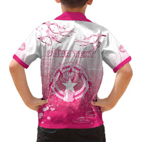 Personalized Sakura Marianas Family Matching Off The Shoulder Long Sleeve Dress and Hawaiian Shirt CNMI Seal LT05 - Polynesian Pride
