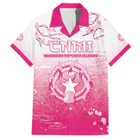 Personalized Sakura Marianas Family Matching Short Sleeve Bodycon Dress and Hawaiian Shirt CNMI Seal LT05 Dad's Shirt - Short Sleeve Pink - Polynesian Pride