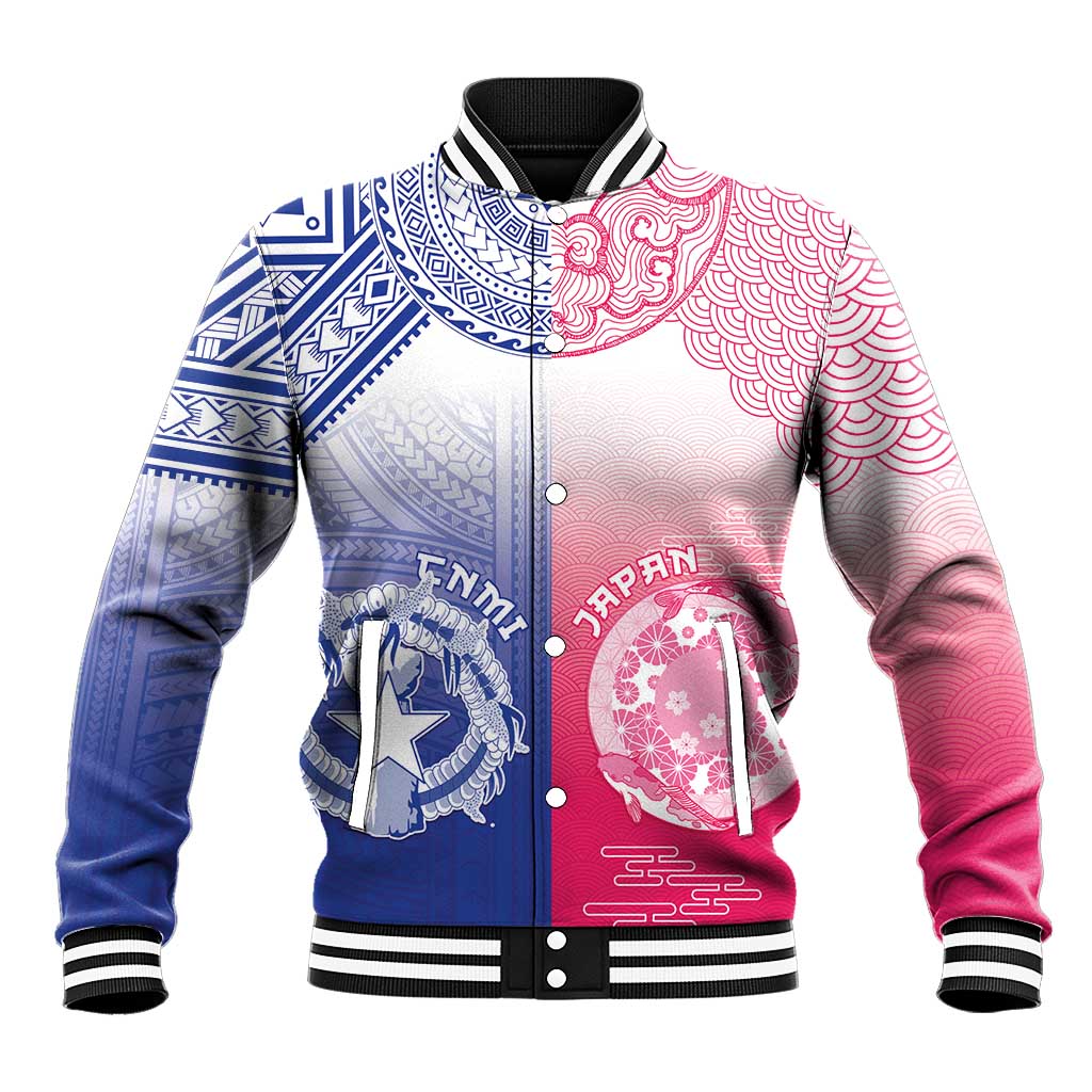 Custom Northern Mariana Islands And Japan Together Baseball Jacket