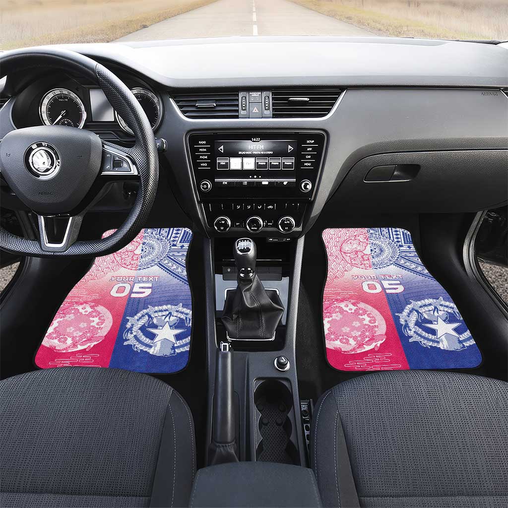 Northern Mariana Islands And Japan Together Car Mats LT05 Set 2pcs - Front White - Polynesian Pride