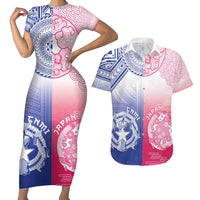 Custom Northern Mariana Islands And Japan Together Couples Matching Short Sleeve Bodycon Dress and Hawaiian Shirt LT05 White - Polynesian Pride