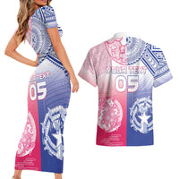 Custom Northern Mariana Islands And Japan Together Couples Matching Short Sleeve Bodycon Dress and Hawaiian Shirt LT05 - Polynesian Pride