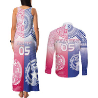 Custom Northern Mariana Islands And Japan Together Couples Matching Tank Maxi Dress and Long Sleeve Button Shirt LT05 - Polynesian Pride