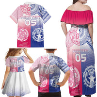 Custom Northern Mariana Islands And Japan Together Family Matching Off Shoulder Maxi Dress and Hawaiian Shirt LT05 - Polynesian Pride