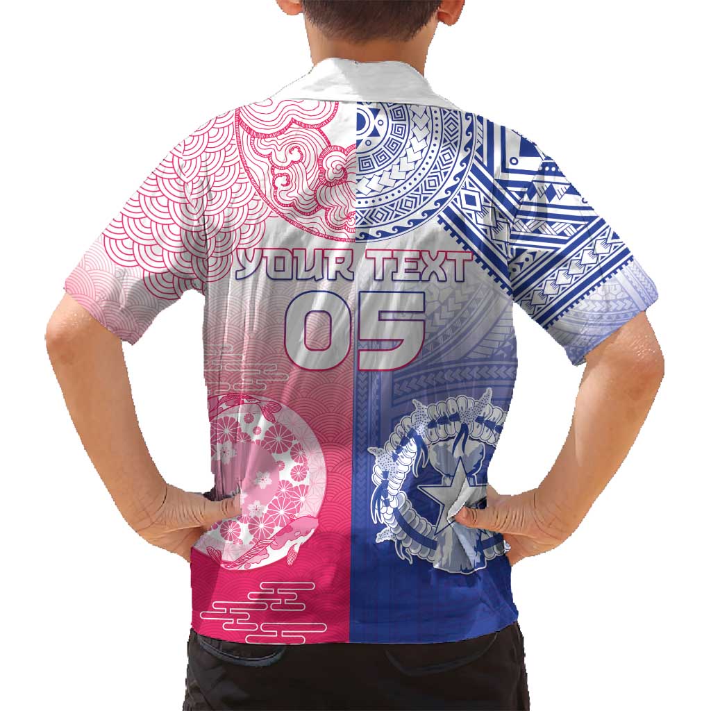 Custom Northern Mariana Islands And Japan Together Family Matching Off Shoulder Short Dress and Hawaiian Shirt LT05 - Polynesian Pride