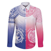 Custom Northern Mariana Islands And Japan Together Family Matching Off Shoulder Short Dress and Hawaiian Shirt LT05 Dad's Shirt - Long Sleeve White - Polynesian Pride