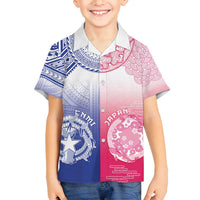 Custom Northern Mariana Islands And Japan Together Family Matching Off Shoulder Short Dress and Hawaiian Shirt LT05 Son's Shirt White - Polynesian Pride