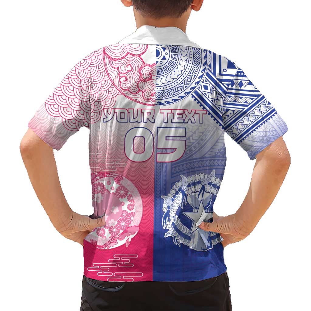 Custom Northern Mariana Islands And Japan Together Family Matching Short Sleeve Bodycon Dress and Hawaiian Shirt LT05 - Polynesian Pride