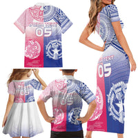 Custom Northern Mariana Islands And Japan Together Family Matching Short Sleeve Bodycon Dress and Hawaiian Shirt LT05 - Polynesian Pride