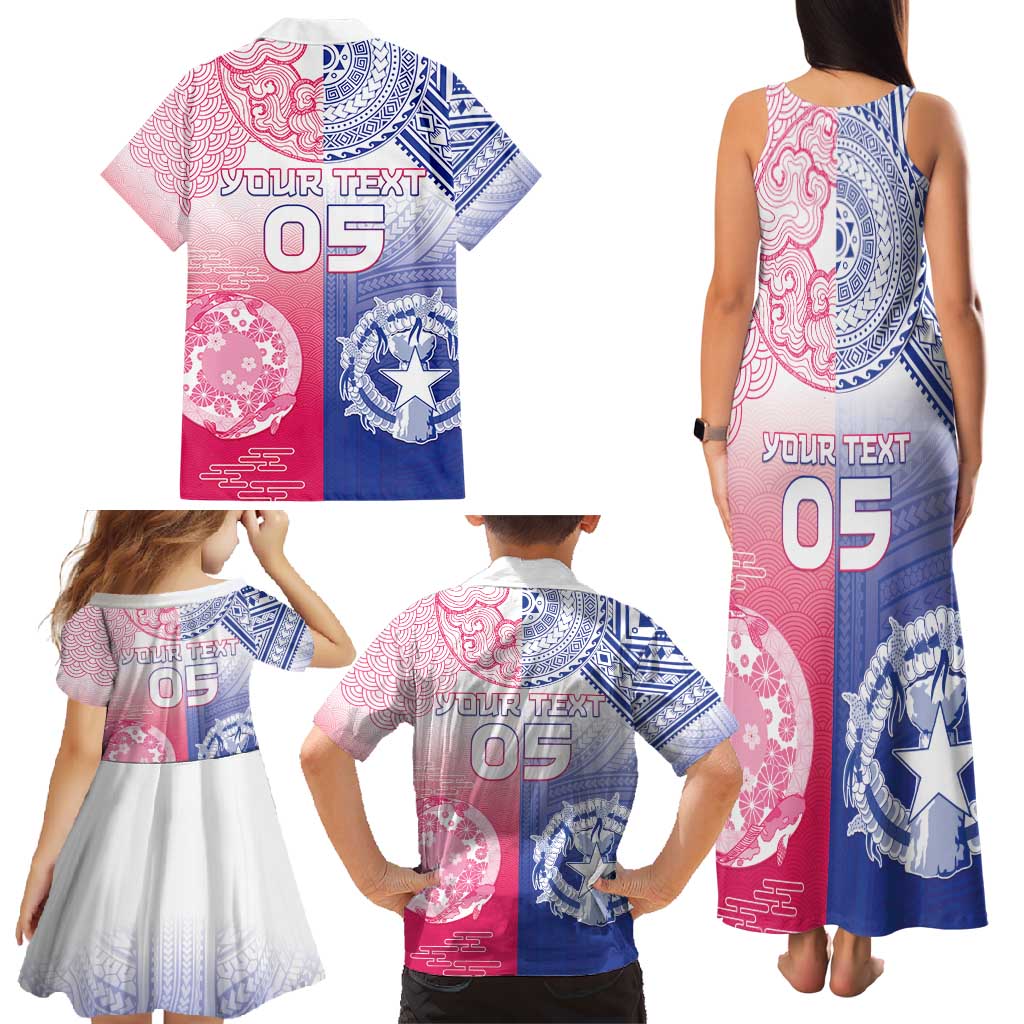 Custom Northern Mariana Islands And Japan Together Family Matching Tank Maxi Dress and Hawaiian Shirt LT05 - Polynesian Pride