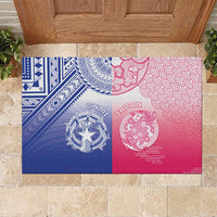 Northern Mariana Islands And Japan Together Rubber Doormat LT05 White - Polynesian Pride