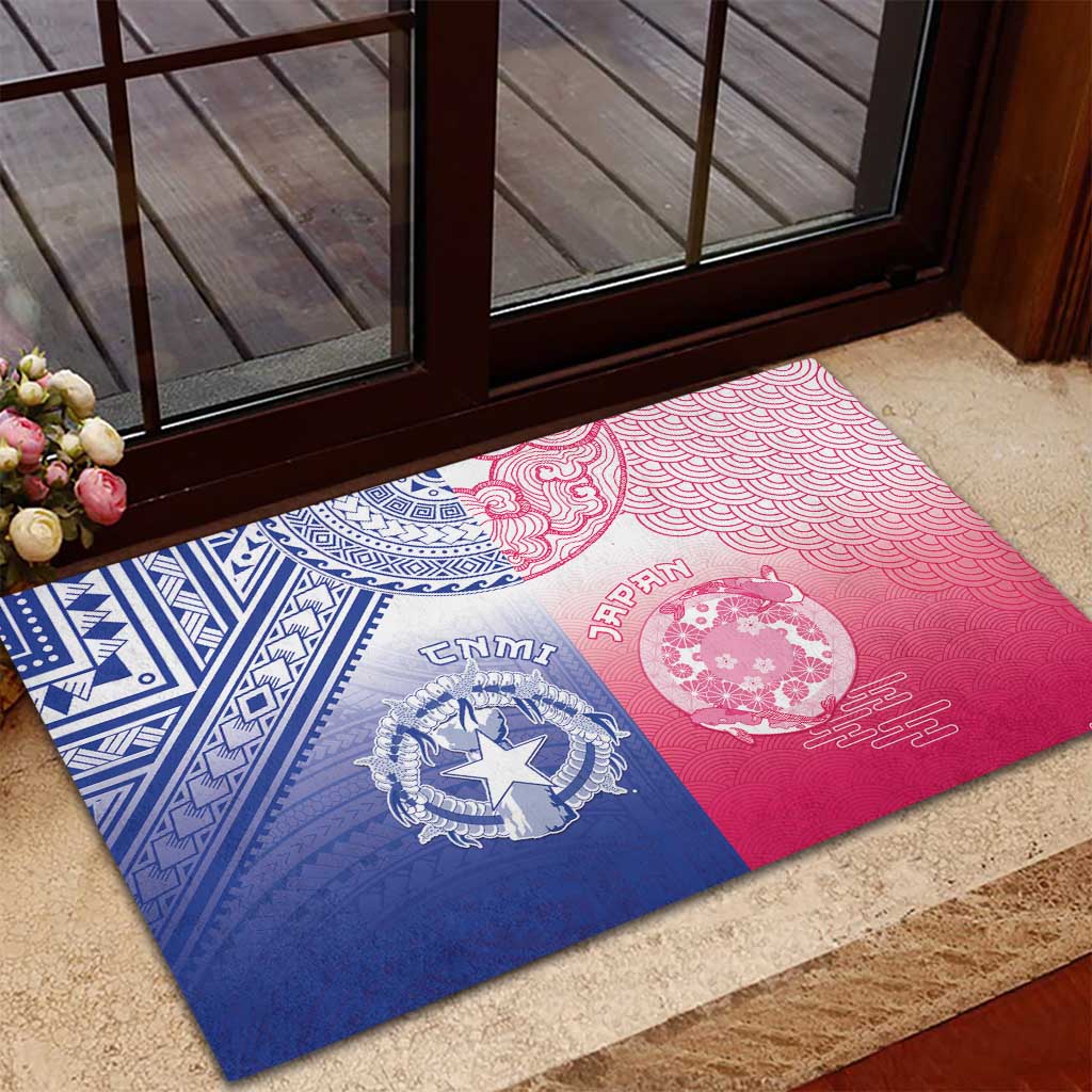 Northern Mariana Islands And Japan Together Rubber Doormat LT05 - Polynesian Pride