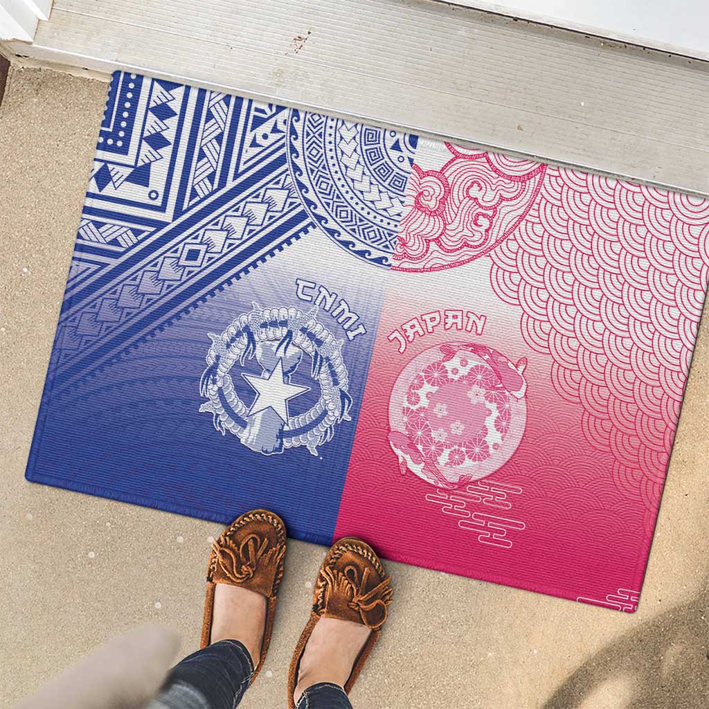 Northern Mariana Islands And Japan Together Rubber Doormat LT05 - Polynesian Pride