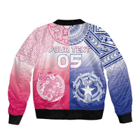 Custom Northern Mariana Islands And Japan Together Sleeve Zip Bomber Jacket
