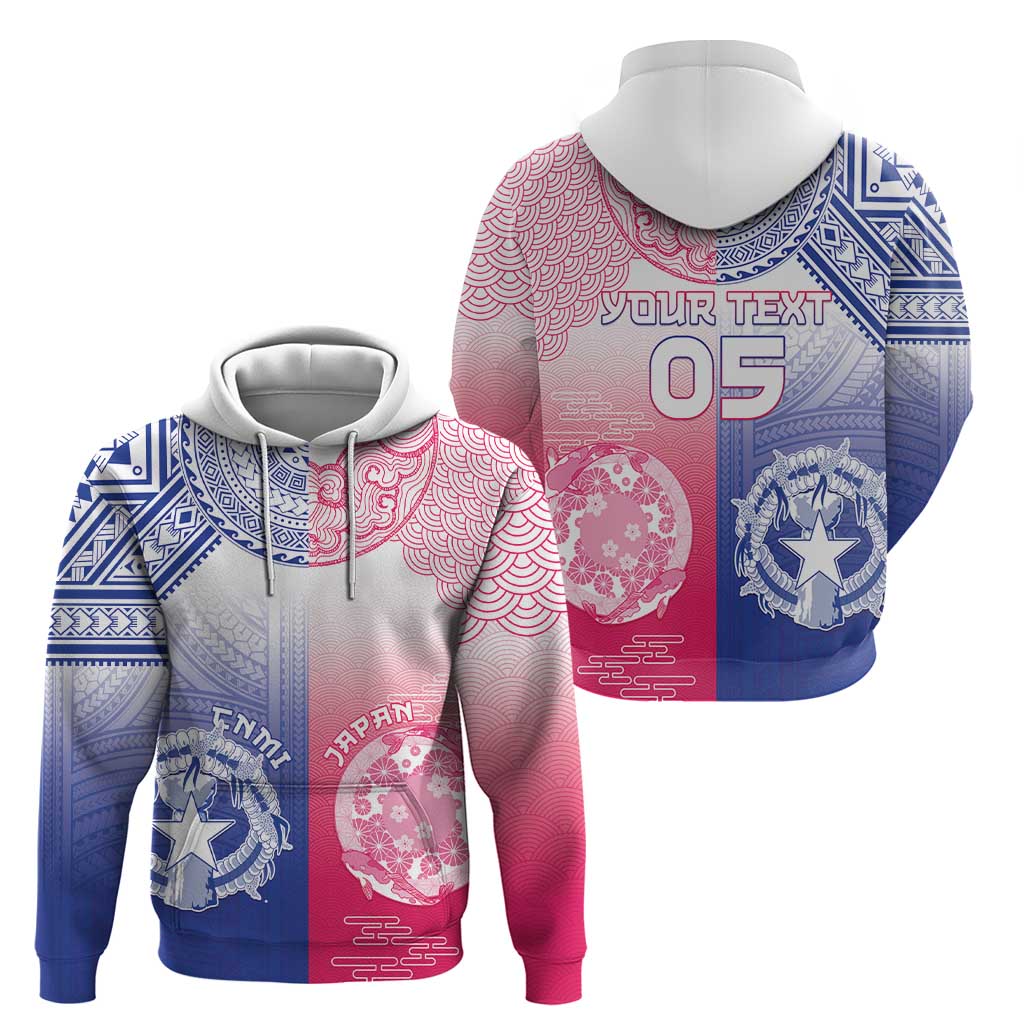 Custom Northern Mariana Islands And Japan Together Zip Hoodie