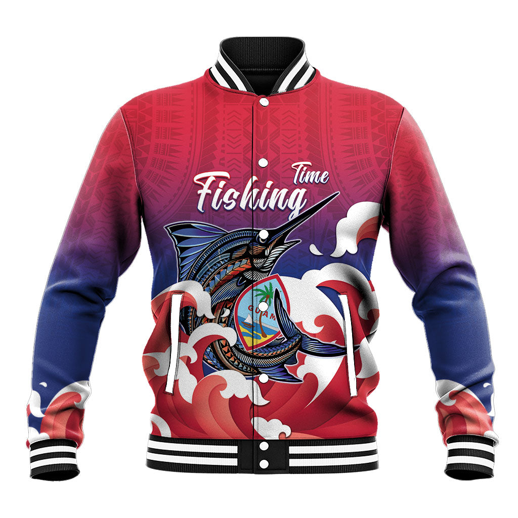 Guam Blue Marlin Fishing Baseball Jacket Polynesian Style