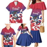 Guam Blue Marlin Fishing Family Matching Mermaid Dress and Hawaiian Shirt Polynesian Style LT05 - Polynesian Pride