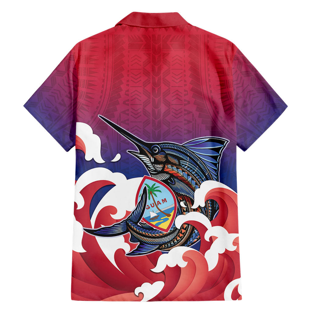 Guam Blue Marlin Fishing Family Matching Off Shoulder Maxi Dress and Hawaiian Shirt Polynesian Style LT05 - Polynesian Pride