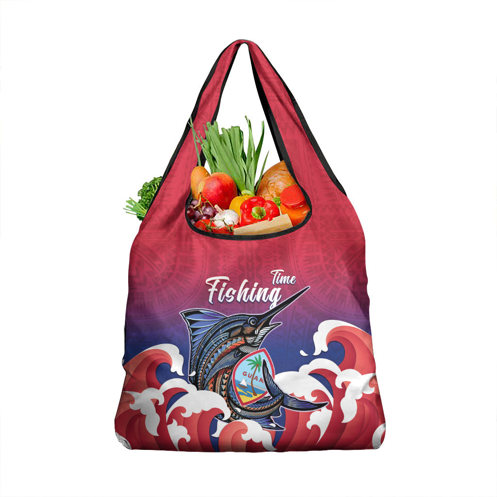 Guam Blue Marlin Fishing Grocery Bag Polynesian Style