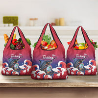 Guam Blue Marlin Fishing Grocery Bag Polynesian Style