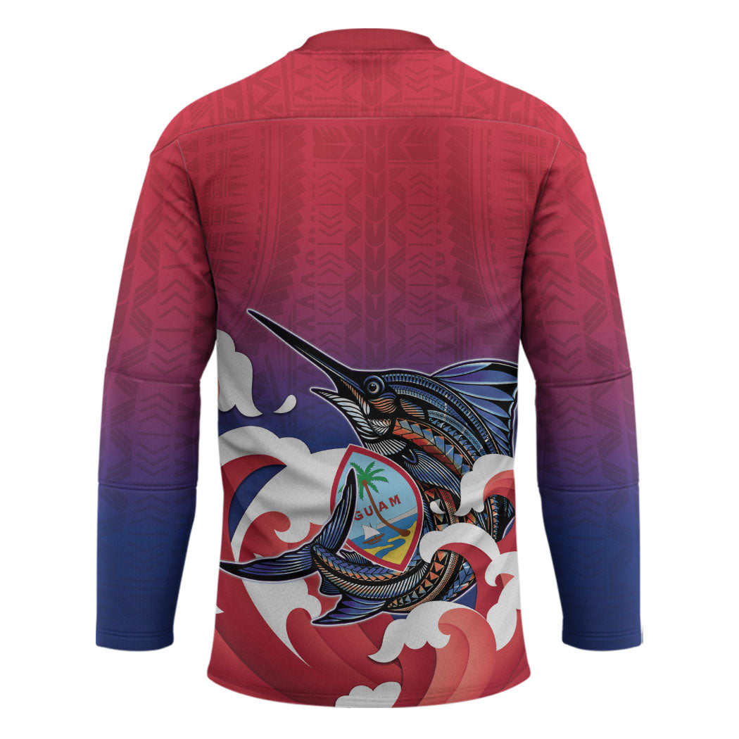 Guam Blue Marlin Fishing Hockey Jersey Polynesian Style